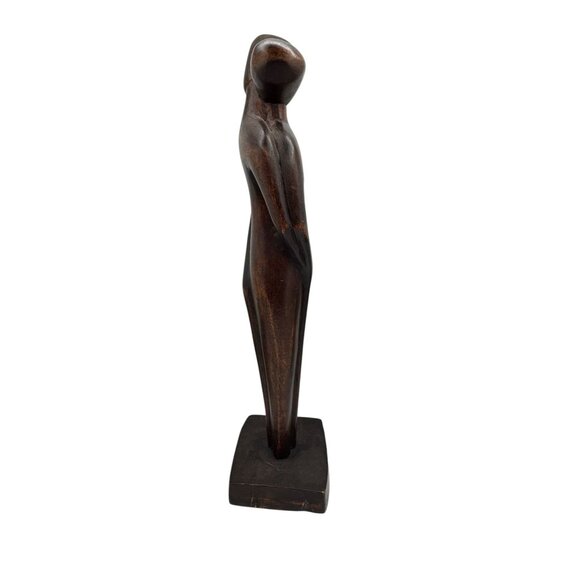 Hand Crafted Wood Sculpture Man & Woman Lovers - Picture 4 of 10